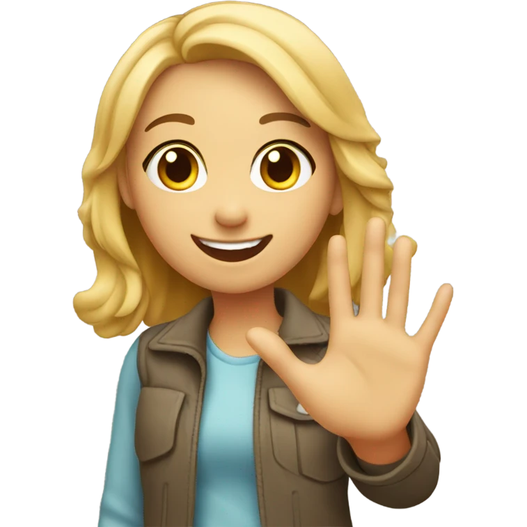 Girl waving hi emoji