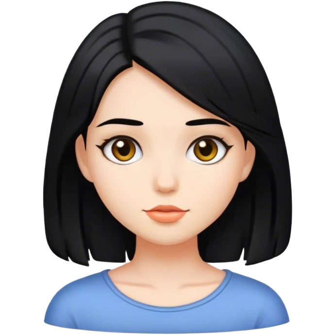 Girl with black medium length hair emoji