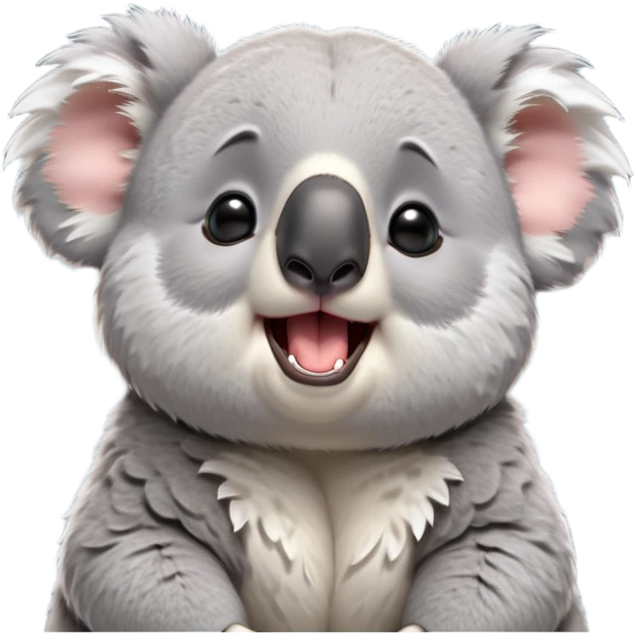 cinematic-cute-yawning-fluffy koala-portrait-emoji,-head-tilted-slightly-with-a-dramatic,-wide-open-yawn,-showcasing-a-soft,-downy-grey-fur-with-drooping-ears-and-round-eyes-barely-open-in-drowsy-contentment,-simplified-yet-irresistibly-adorable, realistic fluffy emoji