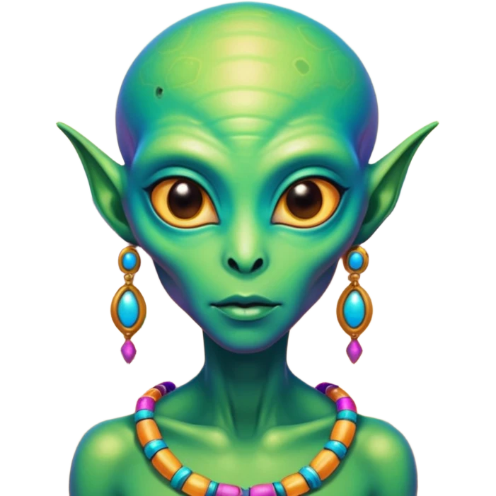 alien living in desert, very colorful, accessories, just face  emoji