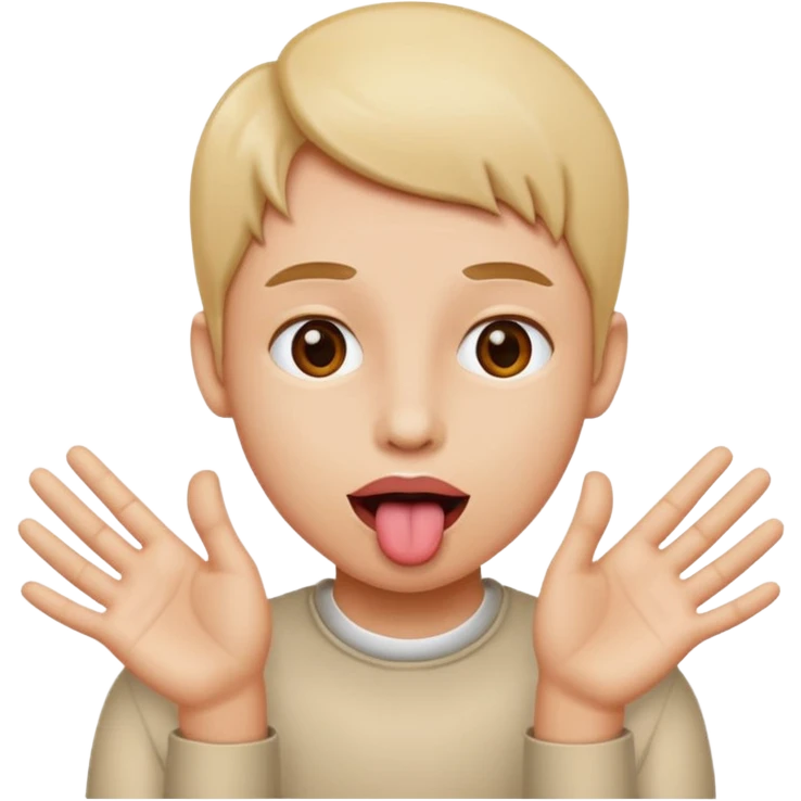 Face with tounge out and hands to the side emoji