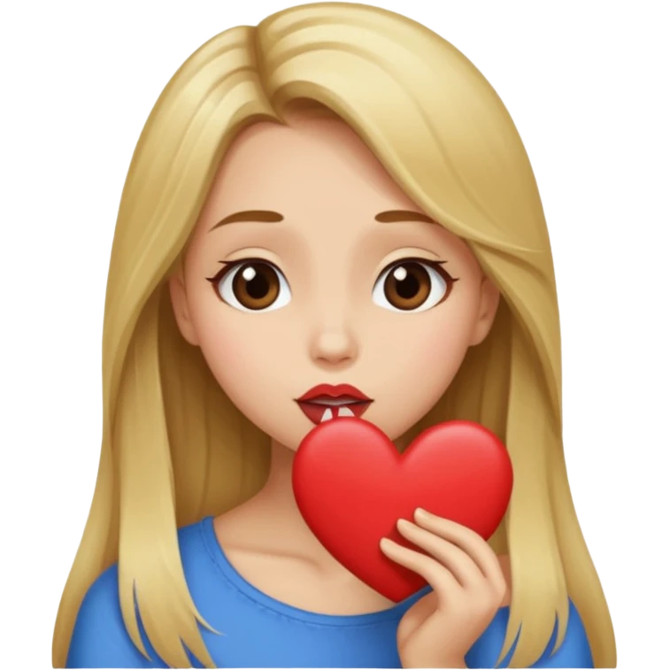 A girl with long brown hair and blonde front pieces sending a kiss/heart emoji