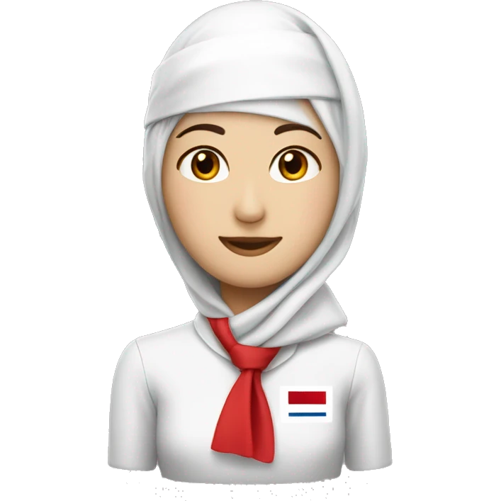 Korean Emirates cabin crew with their red hat and white scarf attached a hat like arabic emoji