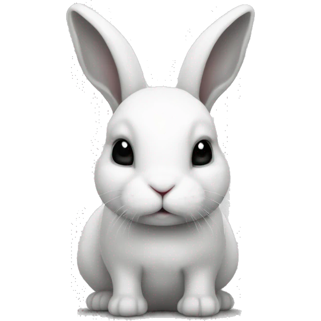 White bunny with black cheecks, forehead and bottom emoji