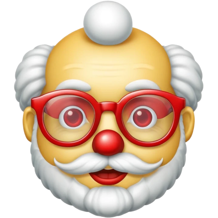 Apple Clown emoji with a beard and rectangular glasses emoji