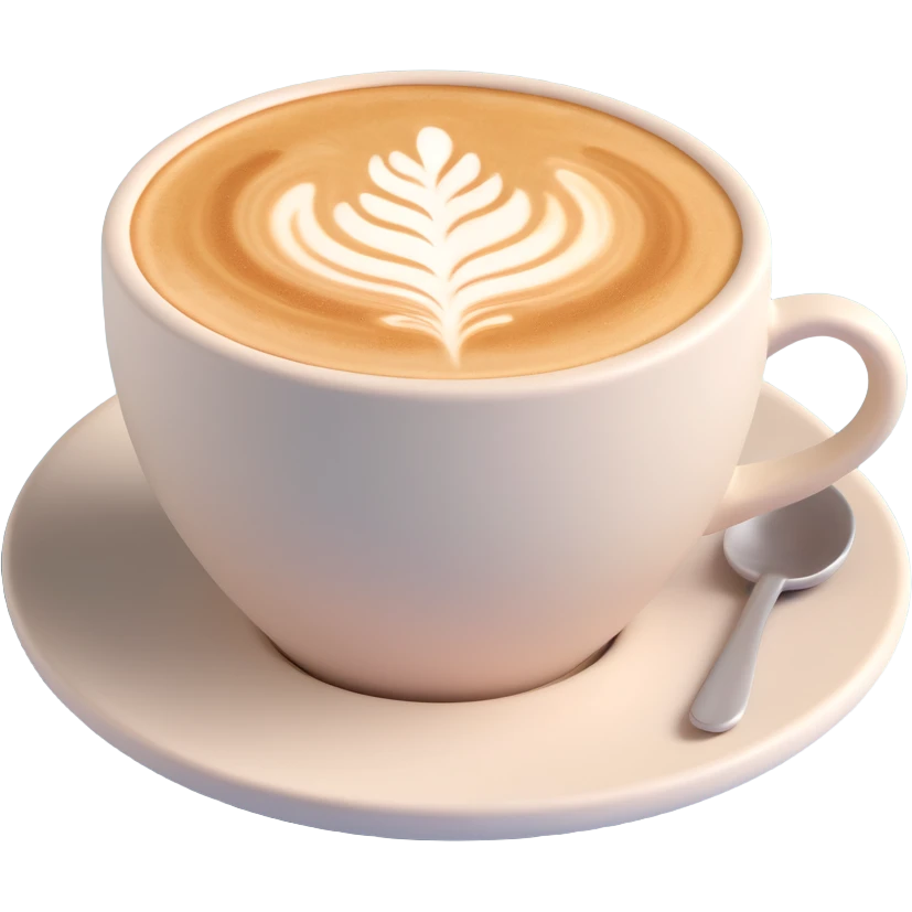 3D style cappuccino cup, minimal design, matte ceramic, subtle shadow emoji