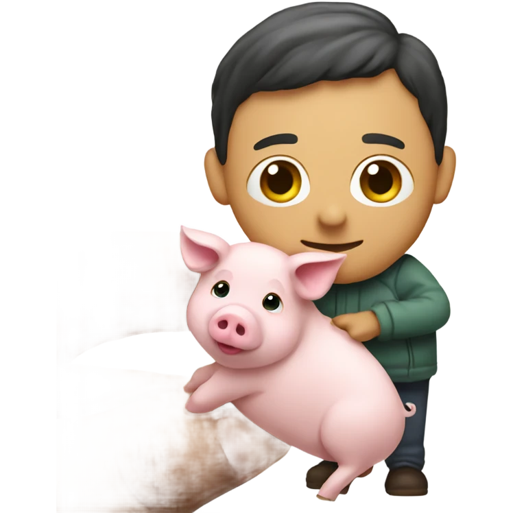Holding a very tiny pig emoji