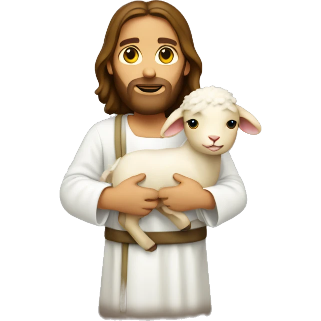 Jesus holding lamb over shoulders emoji