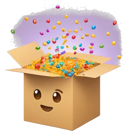 surprise box with flying out colorful cofetti emoji