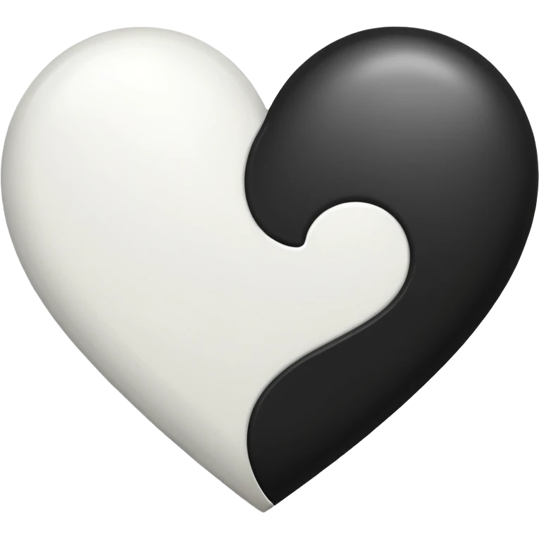half black half white heart emoji emoji