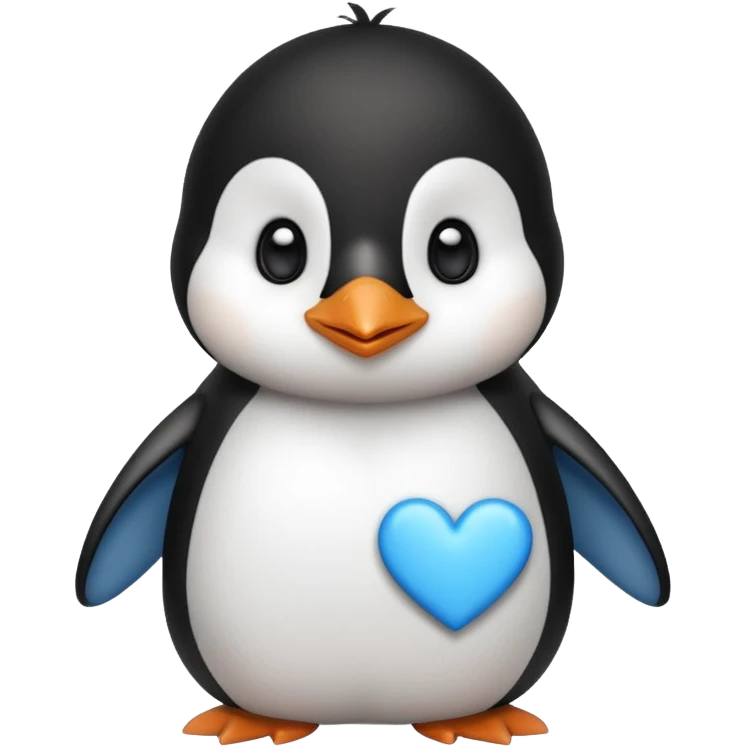 loving cute penguin whit blue hearts around him emoji