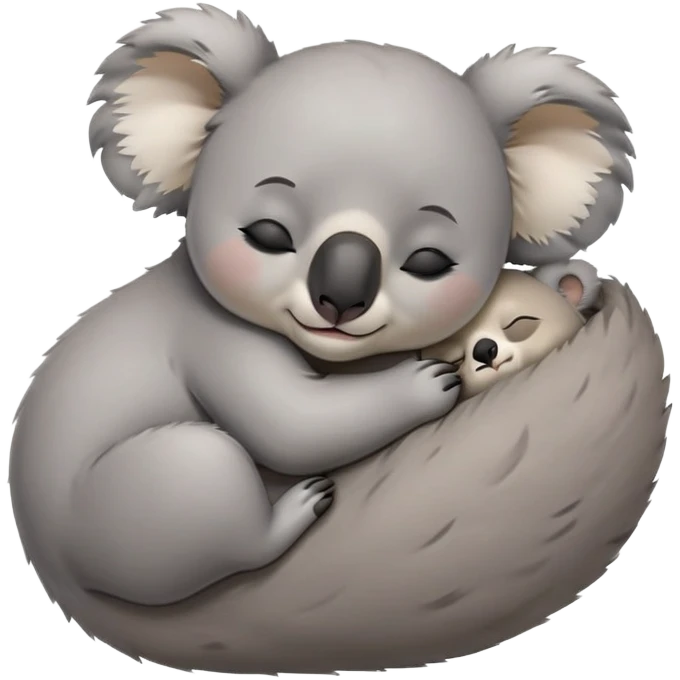 meme-worthy-cute-sleeping-koala-portrait-emoji,-head-resting-peacefully-with-a-contented-smile,-showcasing-a-cuddly-build-and-a-luxuriously-soft-grey-fur,-eyes-closed-in-a-serene,-restful-snooze,-simplified-yet-hilariously-adorable-features,-sleeping cute emoji
