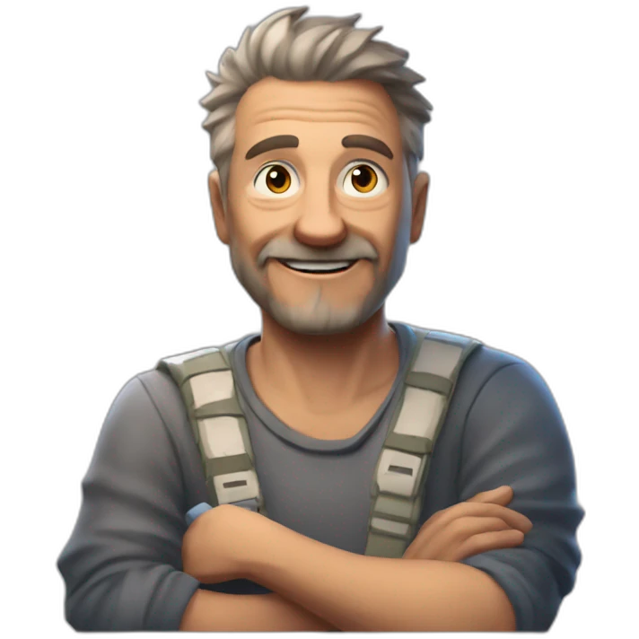 old guys play video game her name is maxime frys, he love fortnite emoji