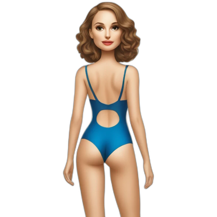 sexy natalie portman back on high heels swimming suit long legs posing emoji