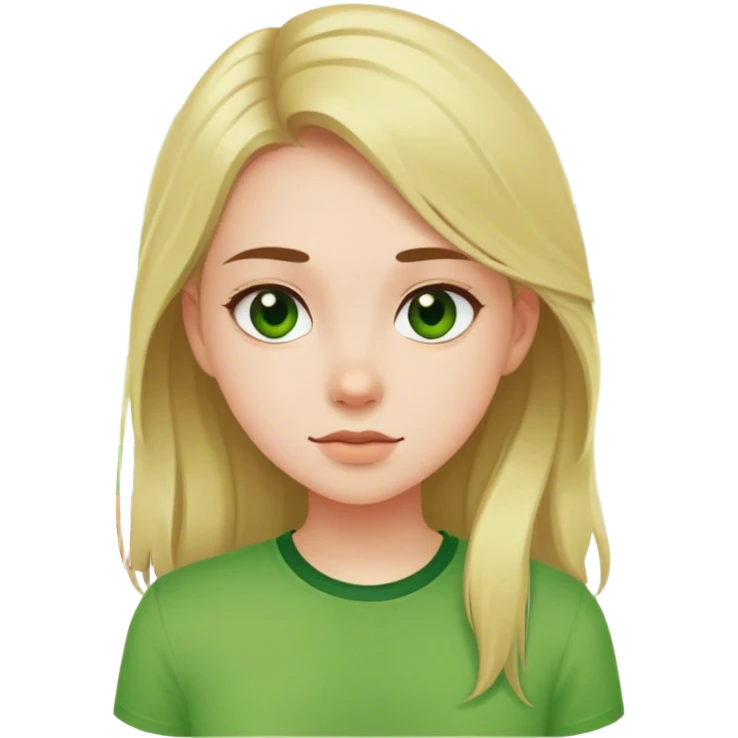 Girl in green shirt indoors emoji
