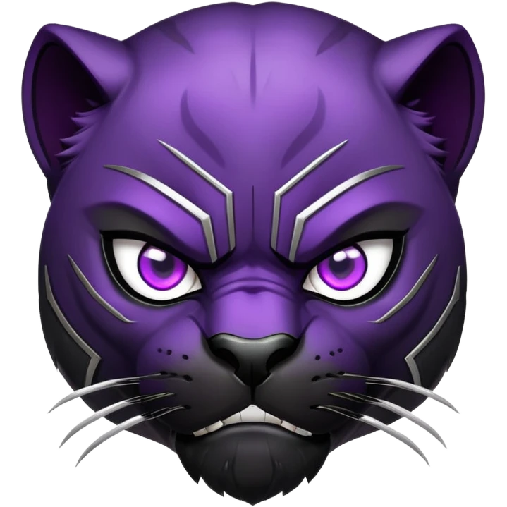 black panther with purple eyes, angry face emoji