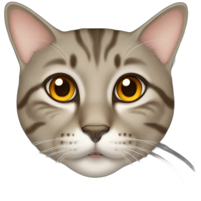 Tabby slightly brown gray cat with beige mouth and dark nose and orange golden eyes emoji