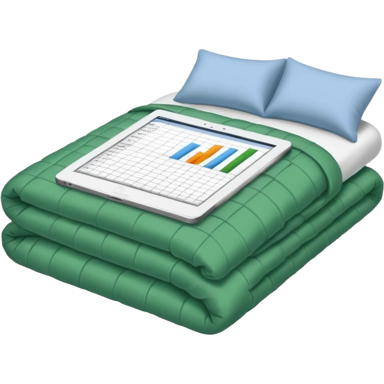 folded duvet with excel spreadsheet  emoji