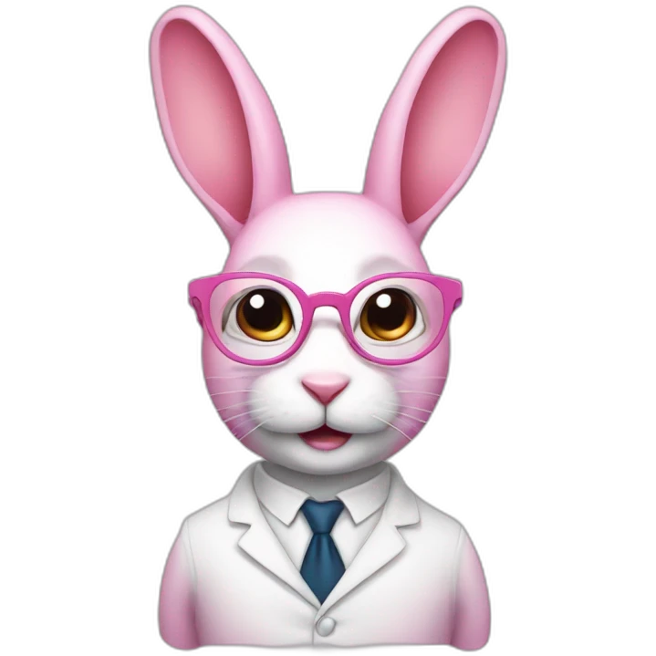 Specialist pink rabbit with glasses emoji