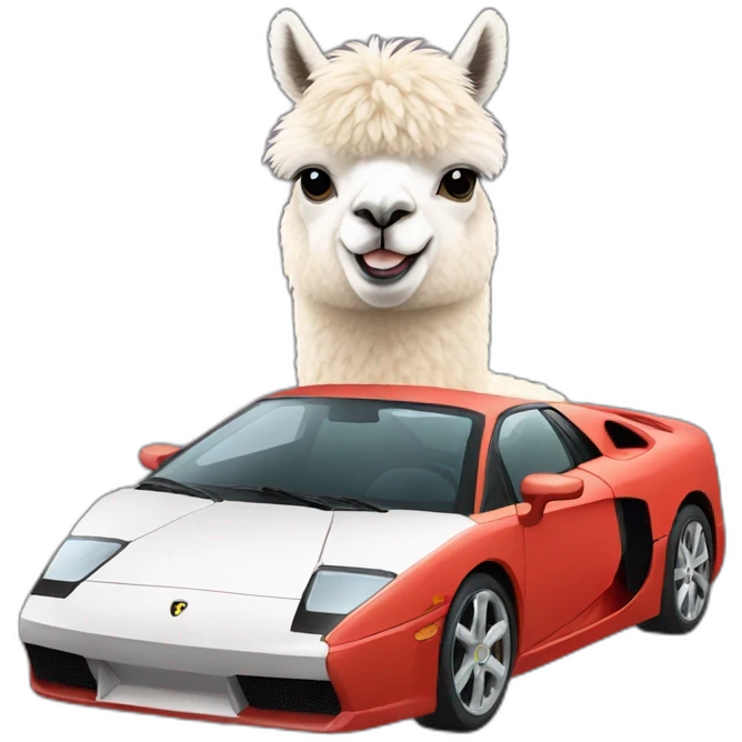 Alpaca drives sportcar  emoji