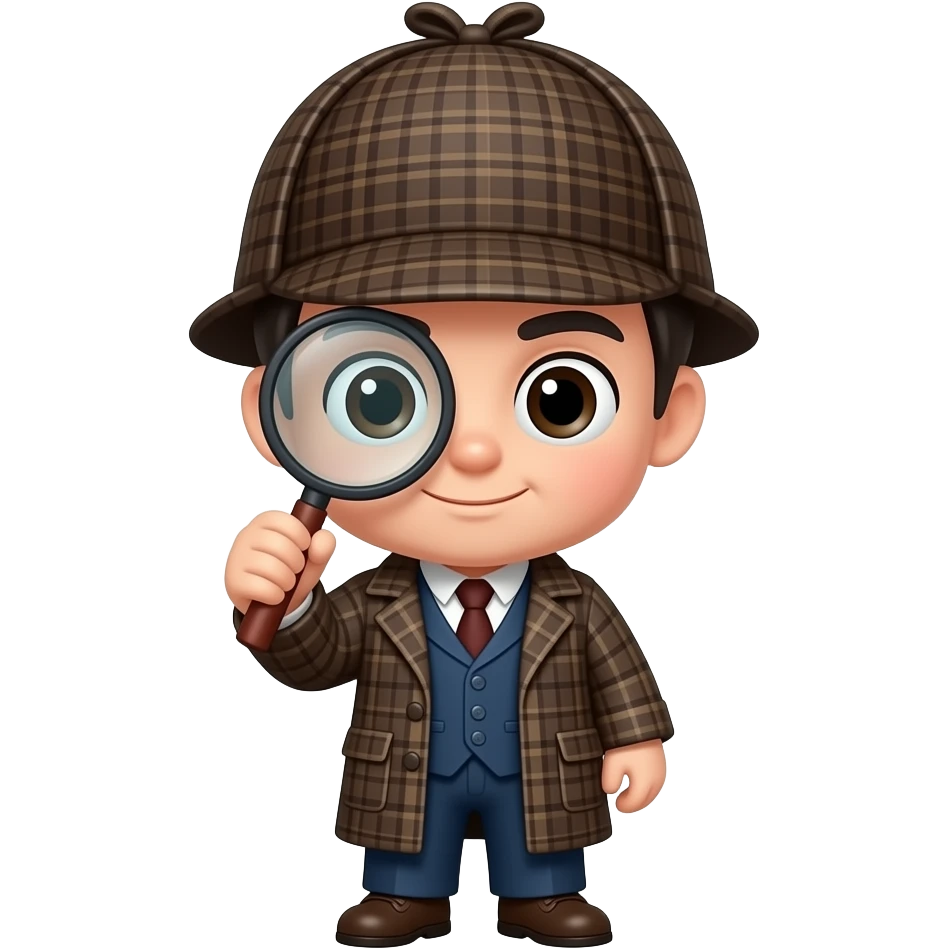 Chibi Sherlock Holmes with Magnifying glass emoji