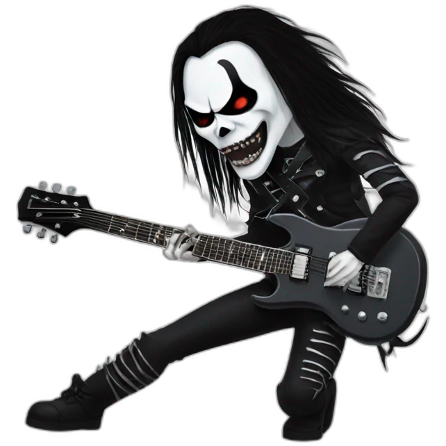 Black metal guitarist with corpse paint playing an electric guitar emoji