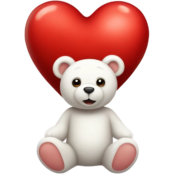 Large heart with small white teddy bear emoji