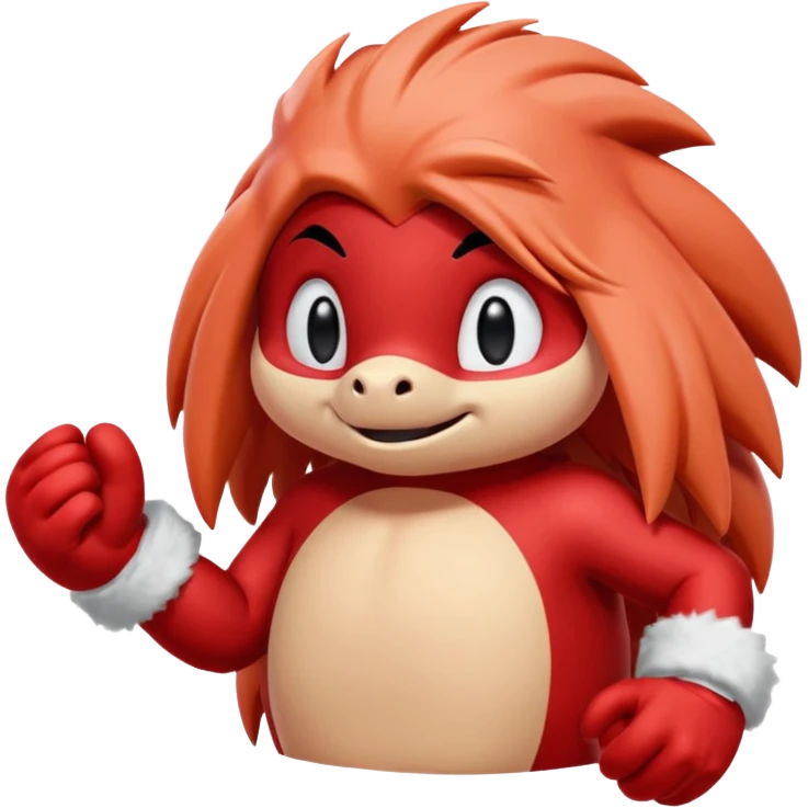 Sonic the hedgehogs friend knuckles a red animal with peach arms and white gloves he’s a echidna emoji
