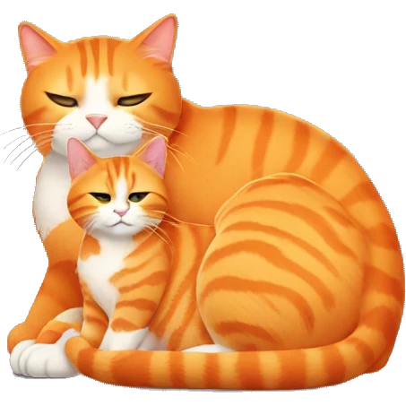 Big orange cat cuddling a smaller orange cat emoji