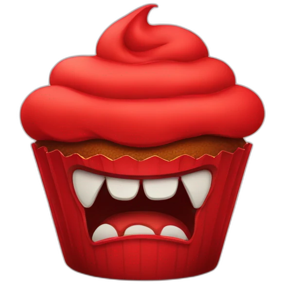 Angry red cupcake emoji