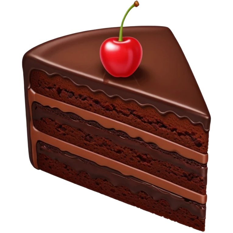slice of chocolate cake with a cherry on top emoji
