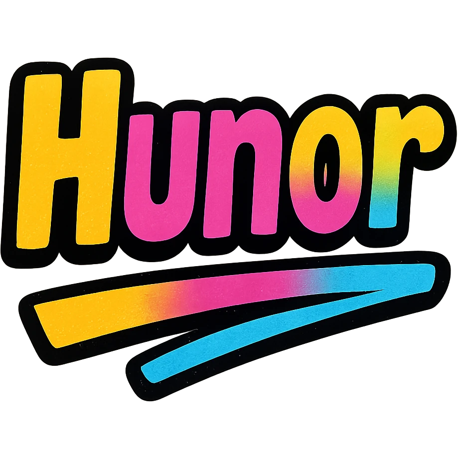 modern colorful gradient typography of the name Hunor with dark outline, dynamic slanted or partial underline, in the style of reference patterns emoji