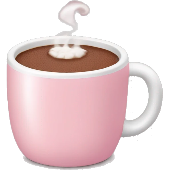 Soft pink mug with hot chocolate  emoji