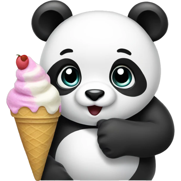 Panda eating ice cream emoji