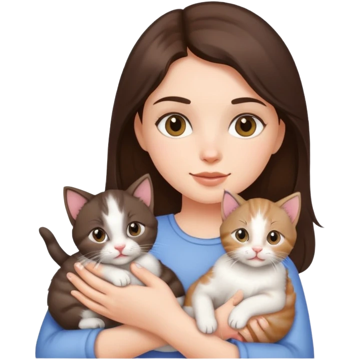 Ragazza mora con in braccio due gattini emoji