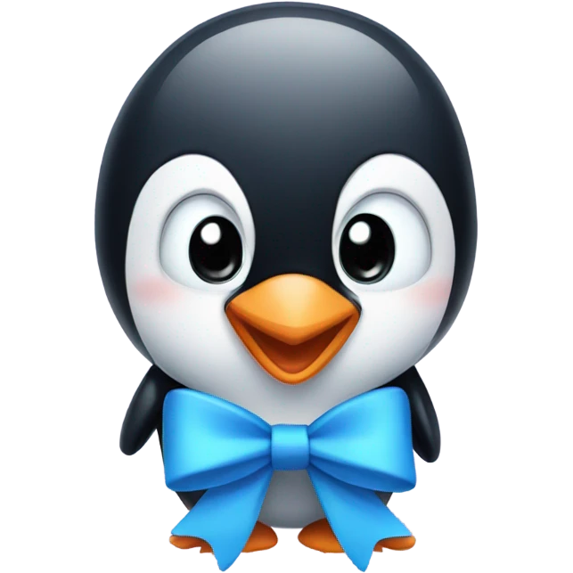 Cute Penguin wearing a blue bow emoji