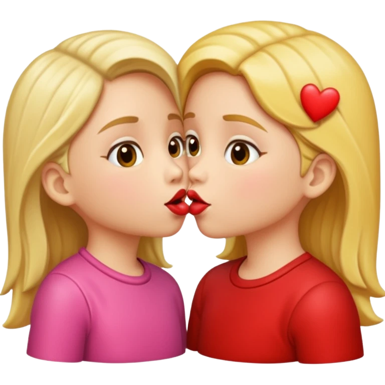 two 5 year old gals kissing on the lips emoji