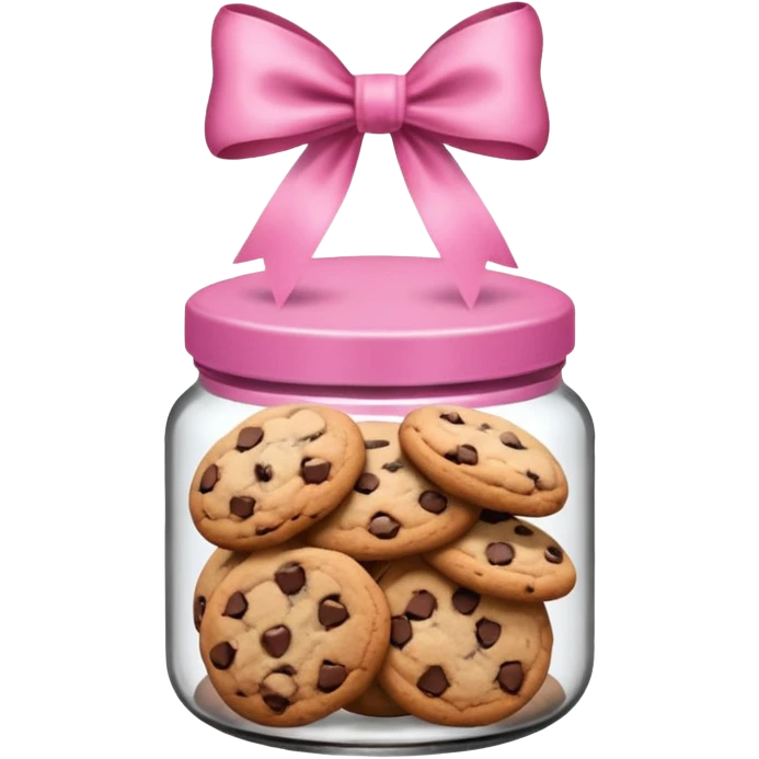 Pink jar of chocolate chip cookies with a bow in middle emoji