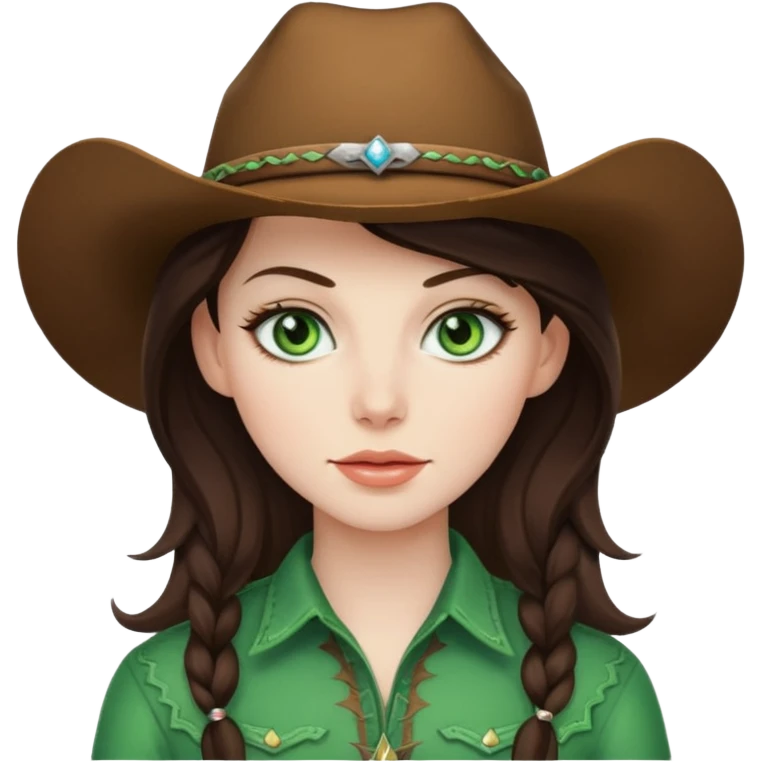 Brunette cow girl green eyes pale skin emoji