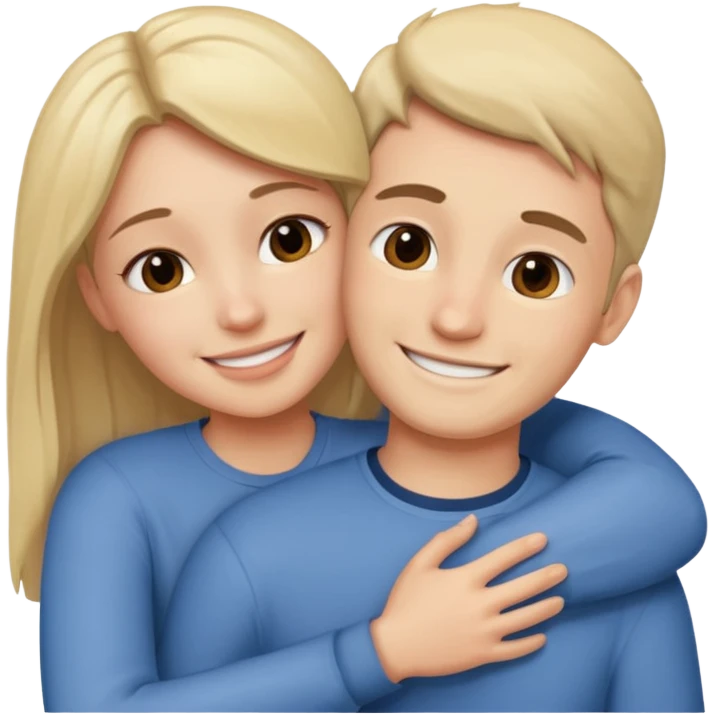 Two people hugging for comfort, one male one female emoji