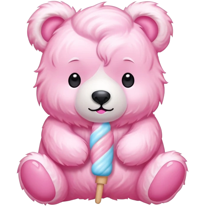 Bear-shaped cotton candy, cute animal cotton candy emoji