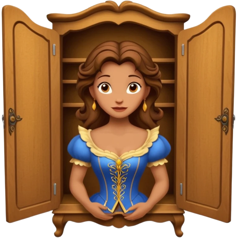 A middle-aged lady character from the fairy tale Beauty and the Beast — she was turned into a wardrobe by magic, while retaining the wardrobe's original form and having an anthropomorphic face. emoji