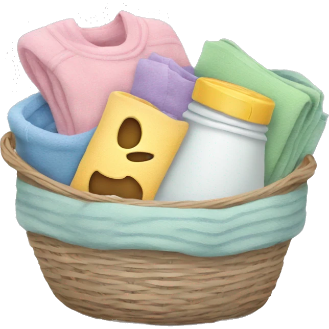 Cozy basket with laundry in pastel colors emoji
