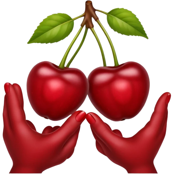 Hands grabbing cherries emoji