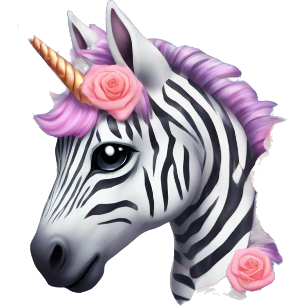 Zebra sparkling nebula unicorn Pegasus collage roses emoji