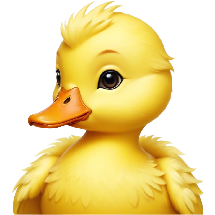 Cinematic Noble Yellow Baby Duck Portrait Emoji, Poised and regal, with a tiny, delicate build and a vibrant, well-groomed bright yellow downy coat, deep-set soulful bright eyes, Simplified yet sharp and sophisticated features, highly detailed, glowing with a soft, dignified glow, high shine, intelligent and charming, stylized with an air of youthful elegance, focused and attentive, soft glowing outline, capturing the essence of a watchful and confident little duckling, so majestic it feels as though it could peep out of the screen with effortless authority! emoji