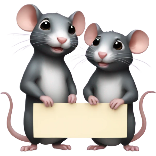 Two cute rats holding a sign with the inscription "ALINGHT" emoji