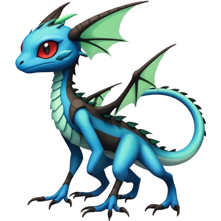 Cool Edgy black-blue ethereal badass punky Trico-Flygon-animal-creature full body emoji