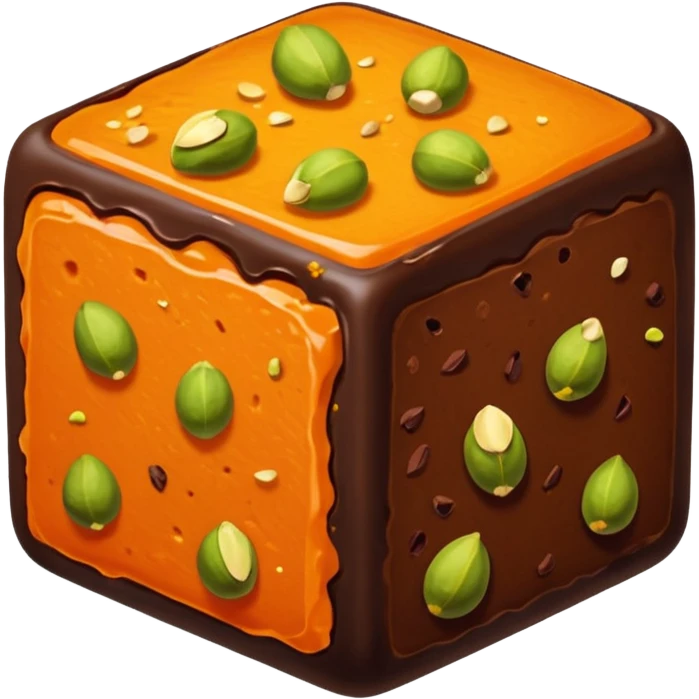 Chocolate square fudgy Bites with orange and pistachios  emoji