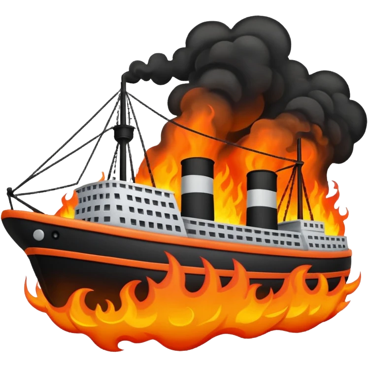 un barco en llamas emoji
